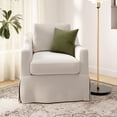 thumbnail image 2 of Harper Swivel Accent Chair with Slipcover - Ivory Basketweave Fabric, 2 of 7