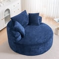 thumbnail image 2 of Noble House Chenille Sponge Single Sofa,Fluffy Modern Sleeper Chair,Blue, 2 of 6