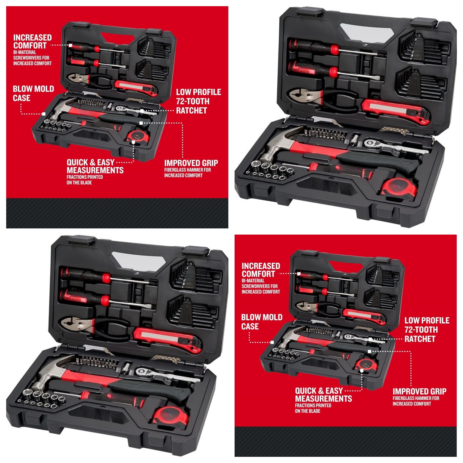 57 Piece Mechanics Tool Set Home Tool Set, Sockets, Ratchet, Screwdrivers, Hammer, Pliers, Hex Keys, Specialty Bits Hand Tools