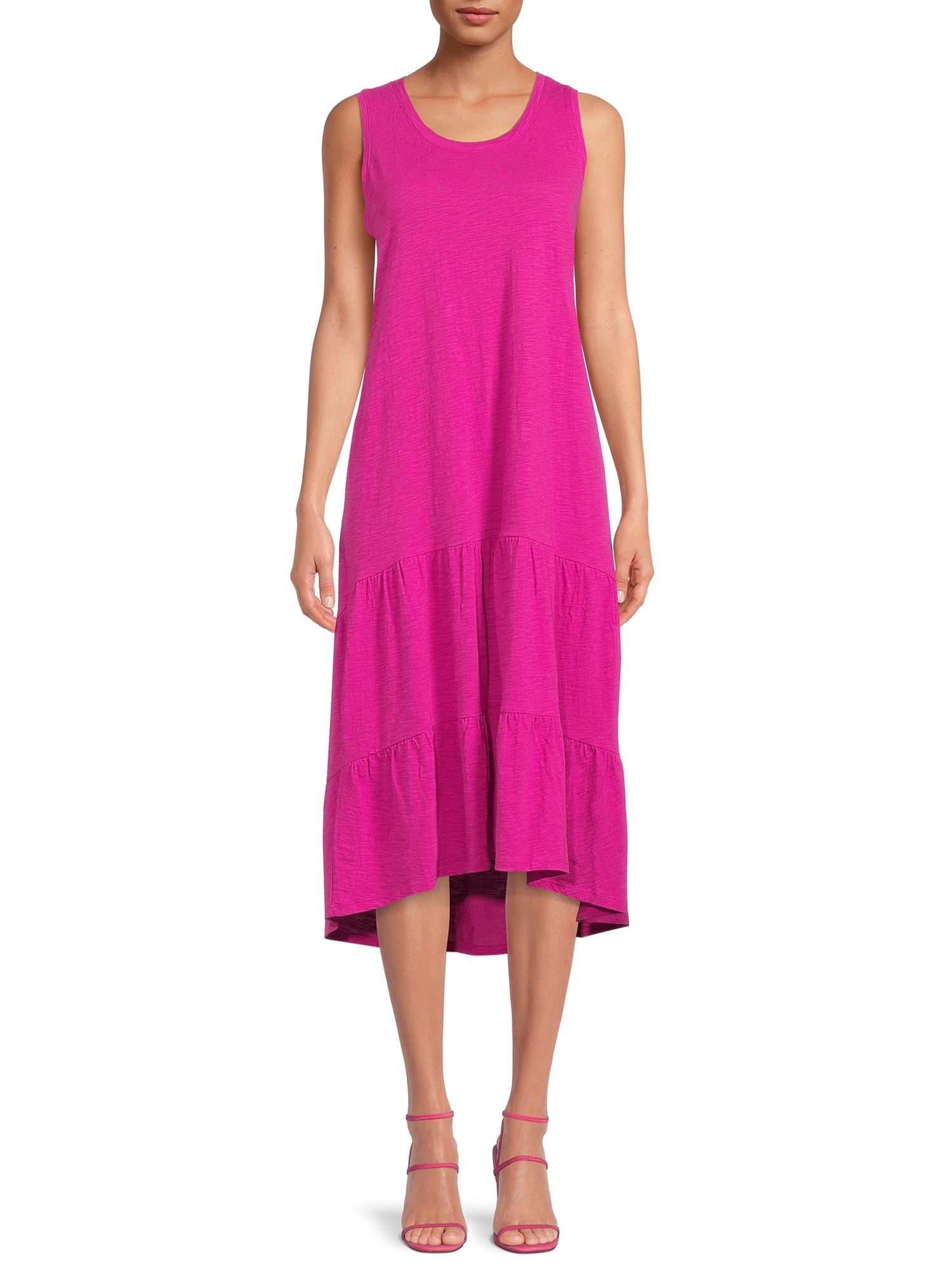 Time and Tru Women's Sleeveless Tiered Knit Dress - Walmart.com