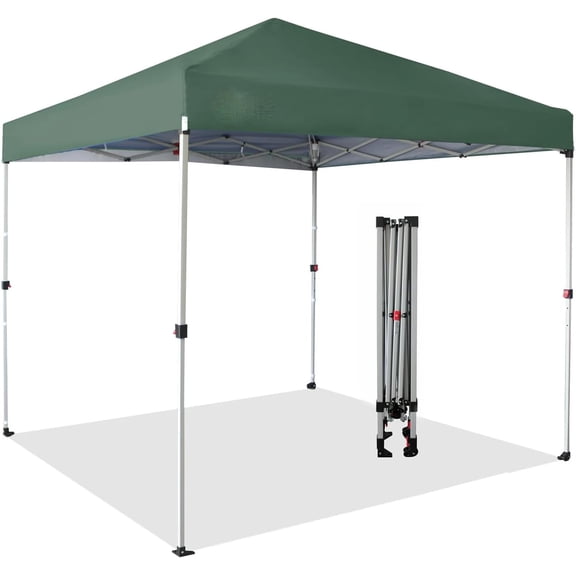 10x10 Pop Up Canopy Tent - Instant Straight Leg Gazebo, UV 50 /Waterproof, Adjustable Height (10-10.6ft), Carry Bag Included - for Beach, Markets, Backyard (Blue)