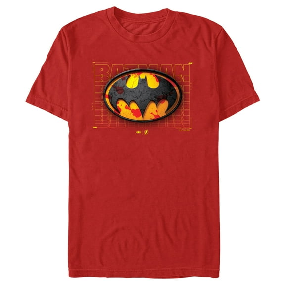 Men's The Flash Batman 3D Logo Graphic Tee Red X Large