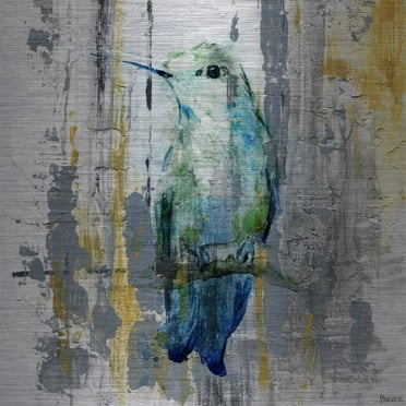 "Blue Songbird" Painting Print on Brushed Aluminum
