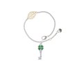 thumbnail image 2 of Delight Jewelry Silvertone Translucent Green Lucky Four Leaf Clover Key - Goldtone Leaf Delicate Bracelet, 6.25+1.75", 2 of 4