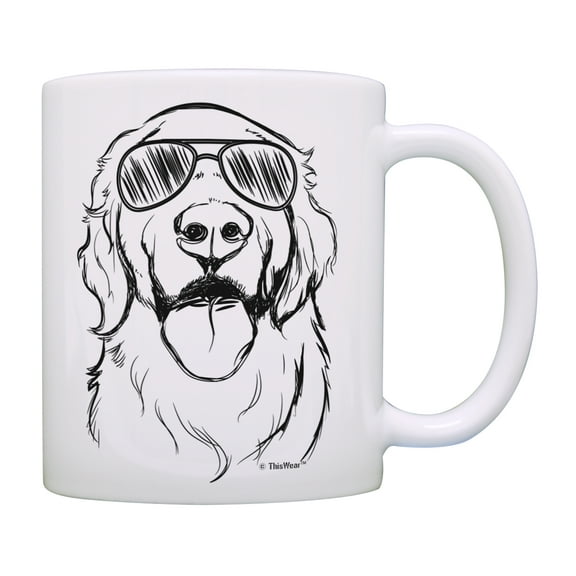ThisWear Dog Lovers Gifts Golden Retriever Wearing Sunglasses Golden Retriever Mug Coffee Mug