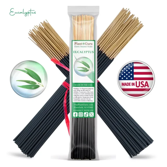Eucalyptus Exotic Incense Sticks 11 Inch - Bulk 1 Bundle 45 to 50 Sticks - Natural 11" Long Lasting Aroma That Burns for 45 to 60 Minutes.