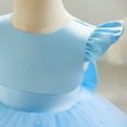 thumbnail image 5 of IBTOM CASTLE Toddler Baby Girls Flower Bowknot V Back Tutu Dress Baby Princess Wedding Bridesmaid Birthday Party Pageant Baptism Formal Dresses 18-24 Months Blue, 5 of 8