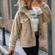 thumbnail image 3 of Women Fleece Coat, Women Fluffy Fuzzy Coat Thickened Pure Color Stripes Long Sleeve With Pockets For Female For Shopping, 3 of 8