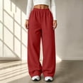 thumbnail image 5 of Women's Oversized Straight Wide Leg Sweat Pants Elastic High Waist Soft Wrinkle Resistant Loose Floor Fit Red S, 5 of 9