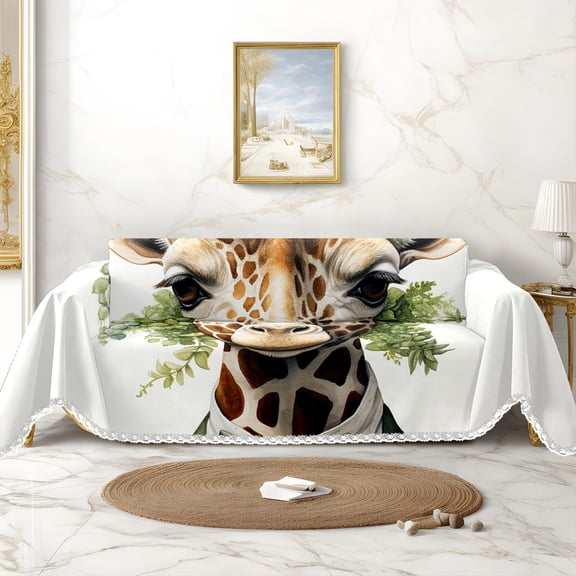 Throw Sofa Cover Soft Washable Decorative Couch Covers for 3 Cushion with Tassels Furniture Protector for Pets and Kids 71x91in