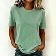 thumbnail image 2 of Women's Relaxed Fit Round Neck Short Sleeve Printed T Shirt Blouse Comfy Breathable Work Casual Daily Wear | CSEONE,Green M, 2 of 6
