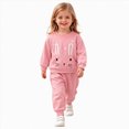thumbnail image 3 of TOWED22 Toddler Girl Fall Clothes Soft Outfits Set Graphic Print/Embroidery Knit Top & Sweatpants 2Pcs Cute Home Outdoor,Pink,9-12 M, 3 of 7