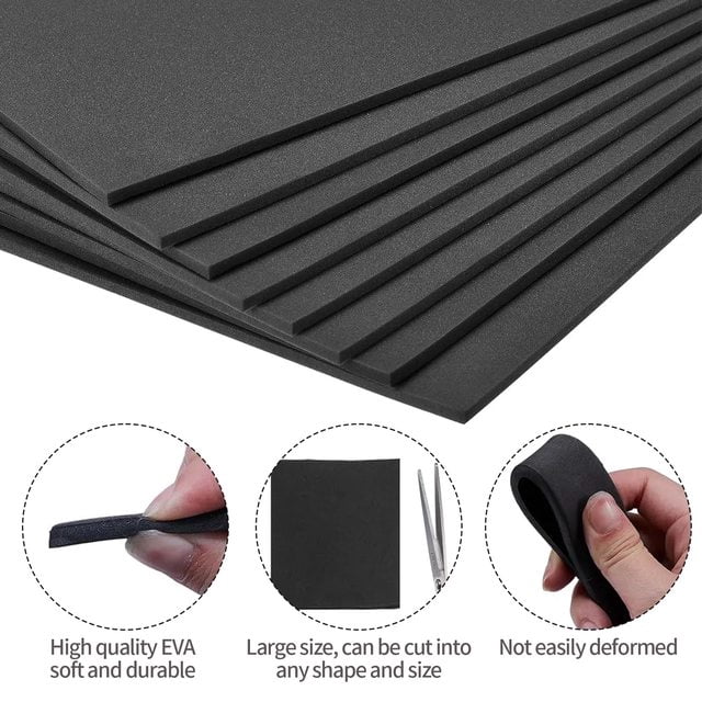 Stuffygreenus 36pcs 3mm Black Embroidery Foam Sheets | 6 x 9 Inch High-Density EVA Craft Foam for 3D Embroidery, DIY Projects, Hand Sewing, Quilting, Costumes, Props, Armor, Masks, Pillows & Bags
