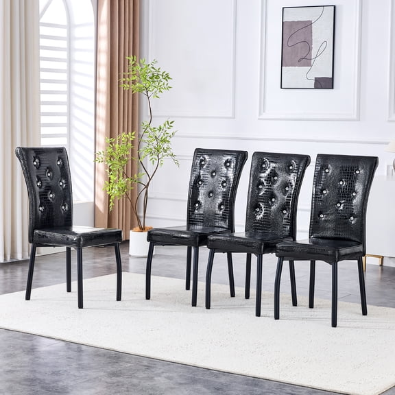 LiviNest Vintage Dining Chairs for Homeowners: 400-lb Strong Crystal Clasp Chairs - Spill-Proof PVC Leather & Adjustable Feet for Elegant Dining Rooms & Hosting Gatherings