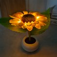 thumbnail image 3 of Lámparas de flores, luces de mesa de maceta de girasol realistas en la ventana de la cama de la mesa, luz de paisaje nocturno para el dormitorio del patio (1PC), 3 of 5