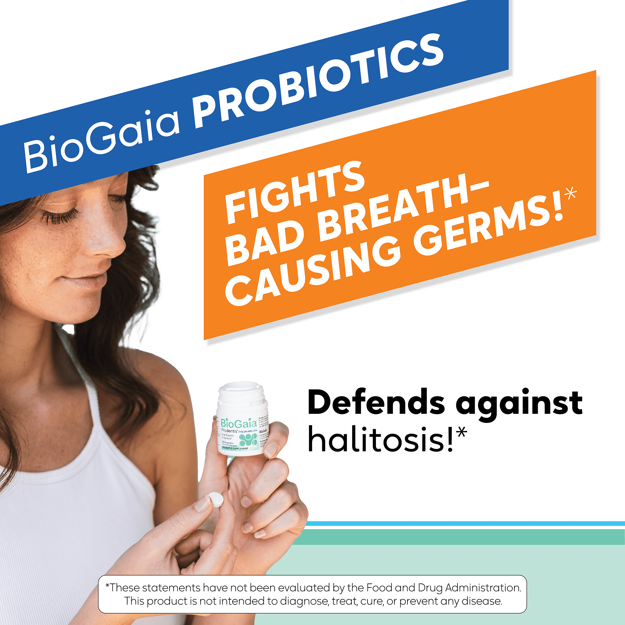 BioGaia Fresh Breath | Dental Probiotic Lozenge | Fights Bad Breath & Halitosis | Healthy Gums & Teeth | Dual-Action L. reuteri Oral Probiotics + Zinc | Fresh Mint Flavor | 30 Day Supply