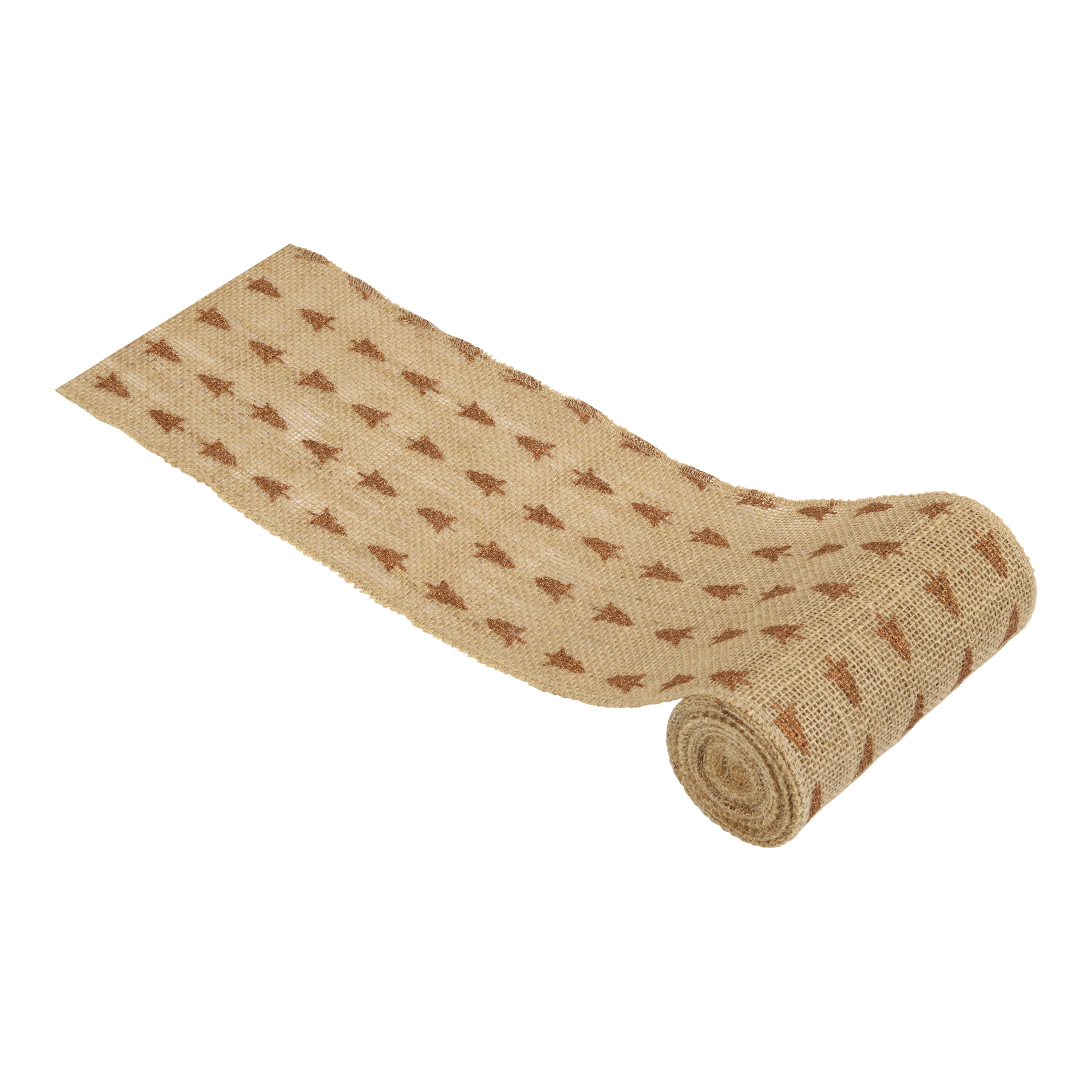 Love, Laugh, Craft Jute Burlap Roll Precut, 6"W x 5-Yards, 740-29, Brown/Bronze Tree Glitter