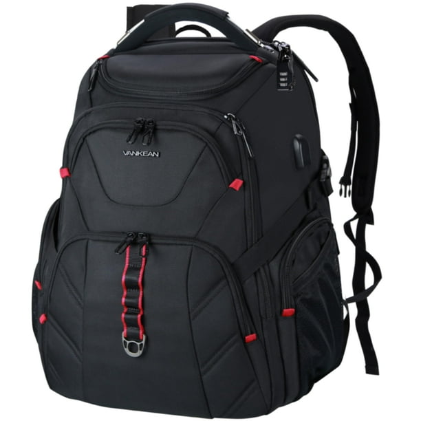 Mochila de viaje para portátil VANKEAN de 17,3", resistente al agua, negra