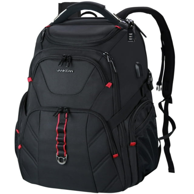 Mochila de viaje para portátil VANKEAN de 17,3", resistente al agua, negra