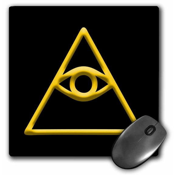 3dRose, Cao Dai Eye of Providence religion symbol, yellow on black gift, MousePad