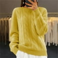 thumbnail image 2 of FAIWAD Cable Knit Sweaters Long Sleeve Loose Casual Pullover Sweater Solid Color Round Neck Knitted Tops, 2 of 6