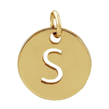 925 Sterling Silver 18k Yellow Gold Plated Letter Name Personalized Monogram Initial S 10mm Polished Initial Disc Pendan
