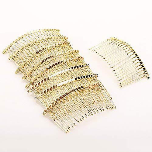 10 Pieces 20 Teeth Fancy Diy Metal Wire Hair Clip Combs Metal Wire Hair Combs Wire Twist Wedding Veil Combs for Women (Gold)Gold (FMY)