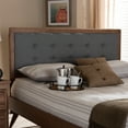 thumbnail image 4 of Baxton Studio Sarine Mid-Century Modern Dark Grey Fabric Upholstered Walnut Brown Finished Wood King Size, 4 of 6