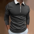 thumbnail image 2 of TAIAOJING Mens Long Sleeve Polo Shirts Casual Soild Zipper Top Turn Down Collar Top Fashion Casual Blouse Tops, 2 of 5