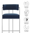 thumbnail image 4 of Counter Stool Chair, Silver Navy Blue, Fabric, Metal, Bar Pub Cafe Bistro Dining Kitchen Hospitality Restaurant, Modern Contemporary, HB37851, 4 of 10