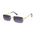 thumbnail image 5 of Rimless Sunglasses Men Rectangle Blue Lens Gold Frame Fashion Shades Hip Hop New, 5 of 7