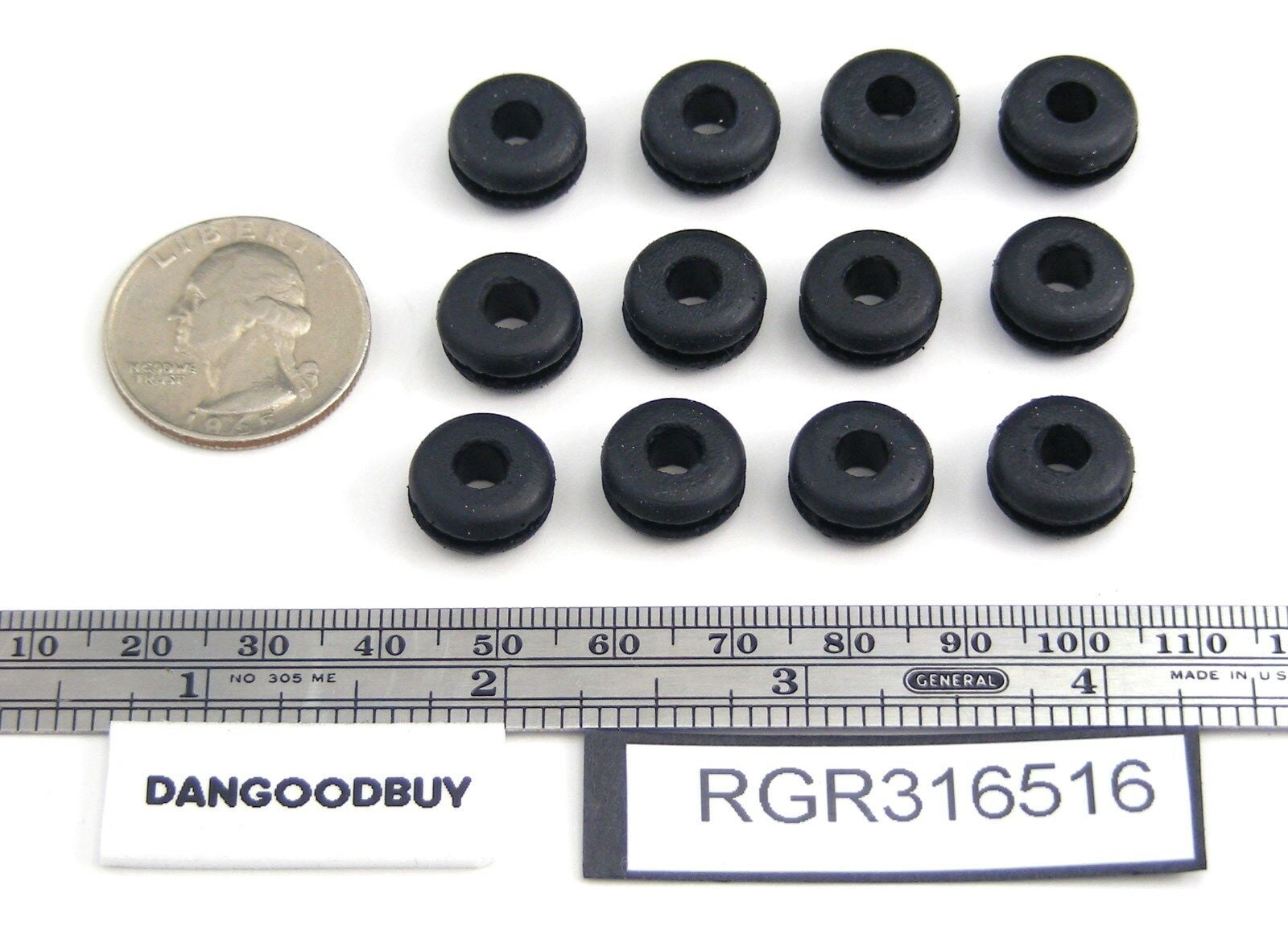 Dangoodbuy - Fits 5/16" Hole - 1/16" Panel Thickness - 3/16" Center Hole - 1/2" Outer Diameter - Overall Height 1/4" - Rubber Grommet (100)