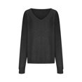 thumbnail image 5 of Odeerbi Off The Shoulder Knit Sweaters For Women Winter Loose V Neck Sweater Tops 2024 Fashion Long Sleeve Comfortable Large Pullover Sweater Top Black, 5 of 6