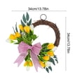 thumbnail image 3 of Vacemry Spring Artificial Tulips Wreath, 13.77 Inch Rattan Bow Wreath with Realistic Fabric Flowers for Front Door Wall Hanging Indoor Outdoor Home Decor Easter Spring Season Decoration, 3 of 6