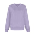 thumbnail image 5 of Stamzod Womens Sweatshirt Fall Fashion V-Neck Pullover Long Sleeve Top Casual Drop Shoulder Sweatshirts for Women Purple D XL, 5 of 6