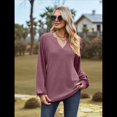 thumbnail image 4 of Camisetas de Larga para Mujer, Blusa con Escote en V Profundo, Elegantes e Informales, Moda 2025, Holgadas y Suaves, para Otoño e Invierno Rojo Ladrillo S, 4 of 10