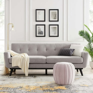Modway Engage Herringbone Fabric Sofa in Light Gray