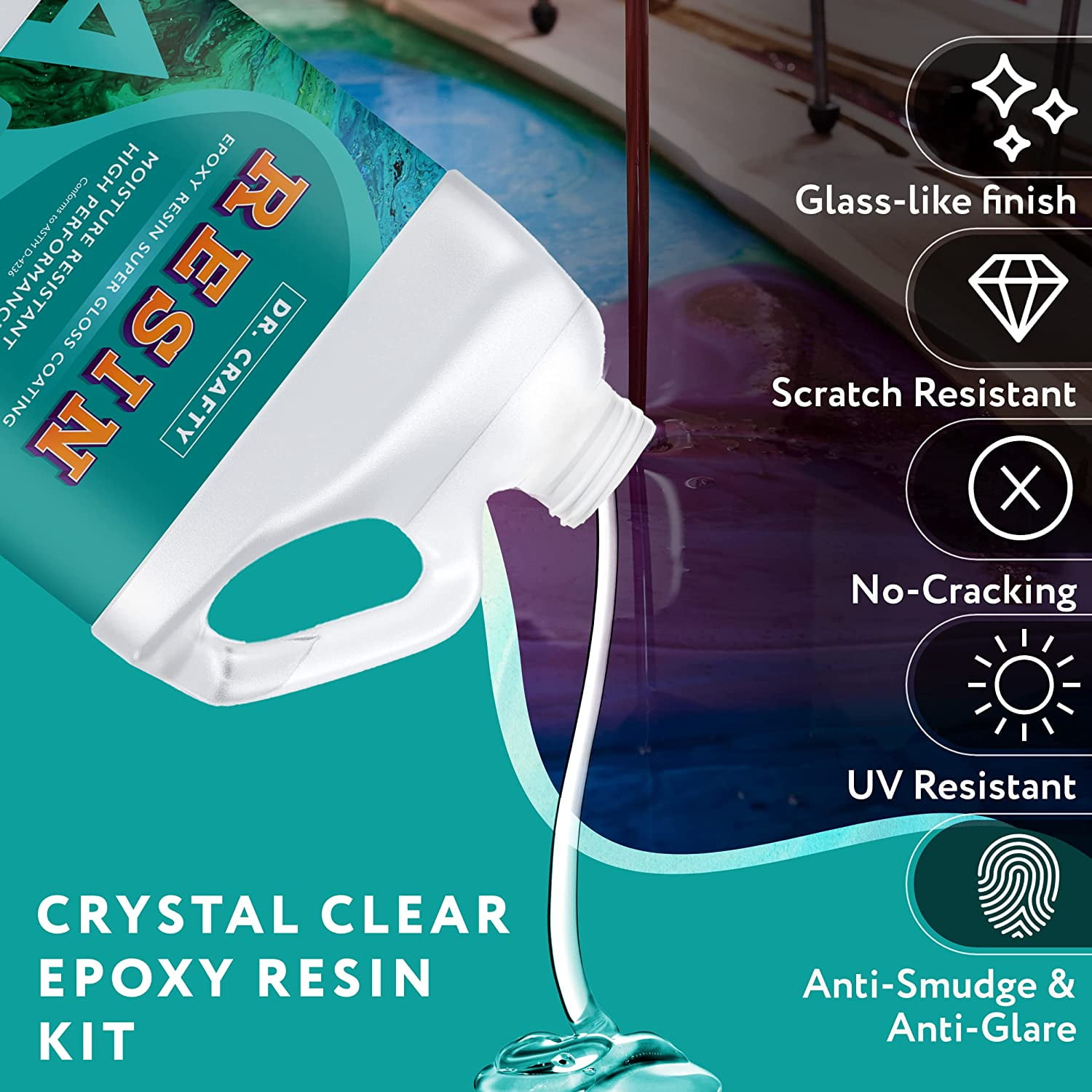  DR CRAFTY Clear Epoxy Resin - Table Top Epoxy Resin Kit - 1  Gallon Epoxy Resin for Resin Molds, Table Top, Art Resin, Craft, Jewelry  Casting, DIY, Tumblers & Wood 