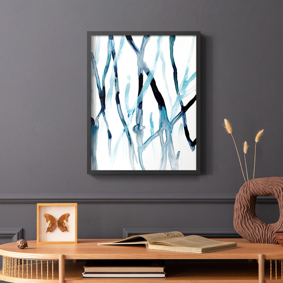 Runnel II Framed Print in Black Solid Wood Framed Print No Nail Hanging