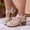 Beige, variant on Mules for Women Comfort Closed Toe Sandals Summer Slip on Wedge with Adjustable Hook Loop
