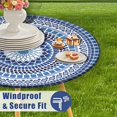 thumbnail image 4 of 52 Inch Boho Blue Mandala Round Table Protector for Kitchen,Floral Table Cloth Round Cover with Elastic Edge，Waterproof Picnic Circle Tablecloth for Dinner, Outdoor, Party, Camping, BBQ, 4 of 6