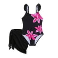 thumbnail image 5 of Miaoju Girls One Piece Swimsuit 12-14 Ruffle Tankini Sets Quick Dry Contrast Color Beach Skirt Cute Ruched Bathing Suit Modest Swimwear with Cover Up Spaghetti Strap, 5 of 6