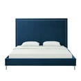 thumbnail image 3 of Inspired Home Raffaele Velvet Bed Nailhead Trim Queen, Navy, 3 of 9