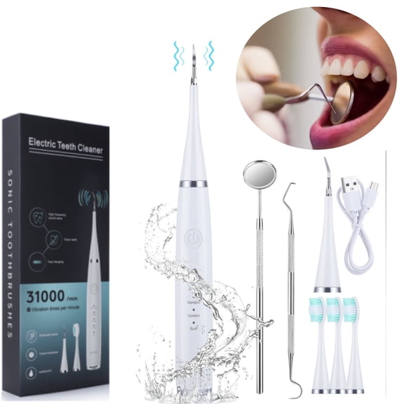 Plaque Remover for Teeth,Electric Dental Scaler Tooth Cleaning Device,Teeth Cleaning Kit Household Plaque Blaster 5 Adjustable Modes White