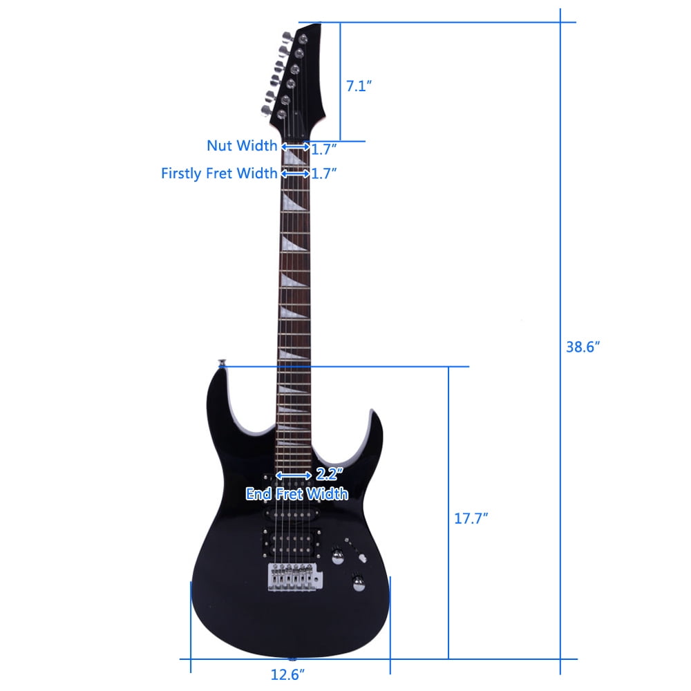 Novice Entry Level 170 Electric Guitar HSH Pickup Bag Strap Paddle Rocker Cable Wrench Tool Black