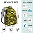 thumbnail image 6 of Yellow and Black Checkerboard Backpack for School,Cute School Bag,Schoolbag with Adjustable Shoulder Straps & Padded Back,15.3"x11"x6.7", 6 of 6