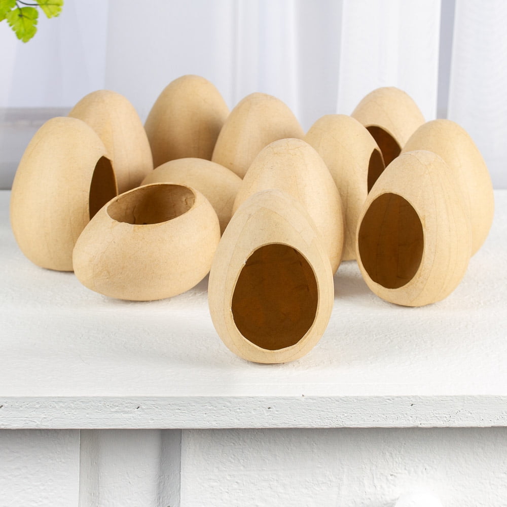 12pc Kraft Paper Mache Eggs with Opening - for Easter - Factory Direct Craft
