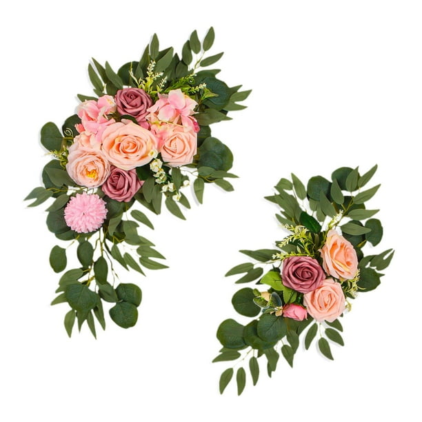 Flores de arco de boda, guirnaldas florales para arcos, decoración decorativa para el hogar, rosa falsa, 2 unidades/juego de flores de seda para