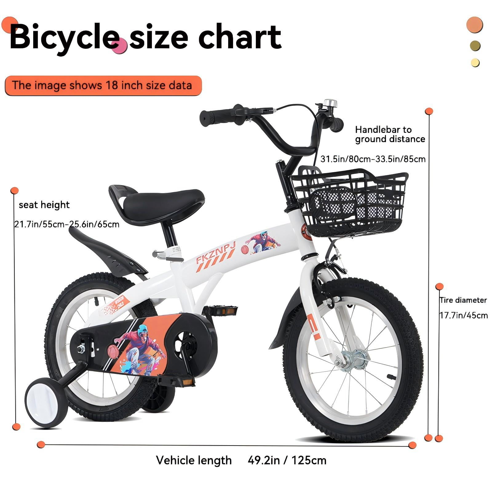 18 Inch Bicycle with Training Wheels and Kickstand, Adjustable Seat, Multi-Color Options