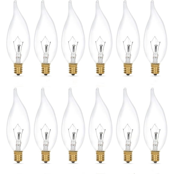 C32 Bulb Lighting Clear CA10 25W E12 Base (12 Pack) Decorative Light Bulbs 120V